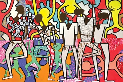 Joyous Dancing Figures I by Frantisek Florian framed canvas print