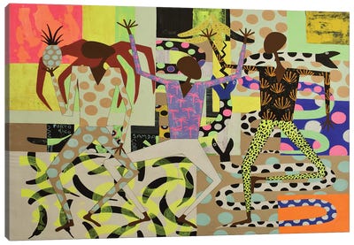 Colorful Celebration Snake Canvas Art Print - Pineapple Art