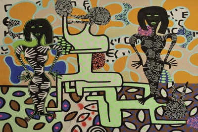 Abstract Party Women by Frantisek Florian framed canvas print