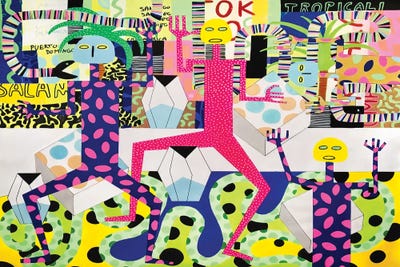 Funky Dancing Figures II by Frantisek Florian framed canvas print