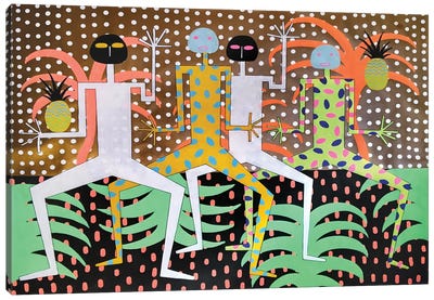 Polka Dot and Leaves Dance Party Canvas Art Print - Frantisek Florian