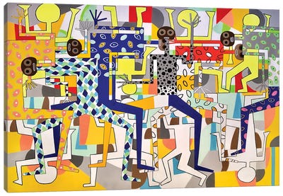 Funky Dancing Figures V Canvas Art Print - Frantisek Florian