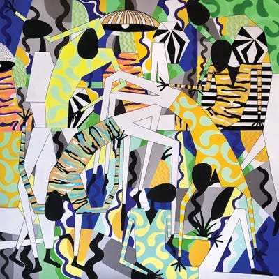 Funky Dancing Figures VII by Frantisek Florian framed canvas print