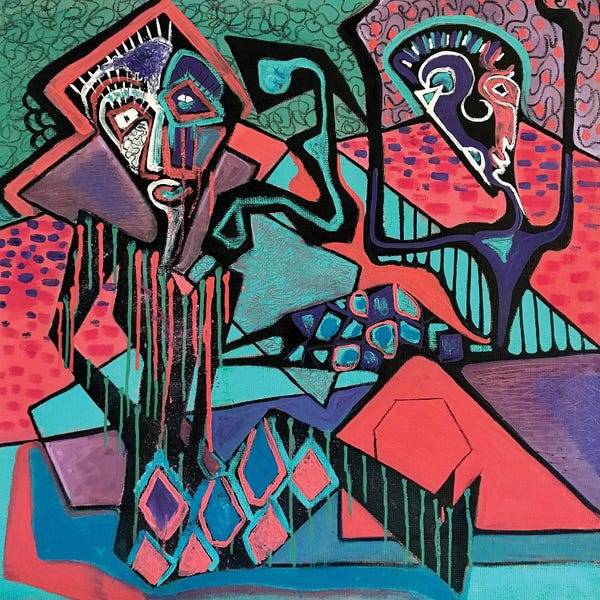 Cubist Visage: Expressive Abstract V by Frantisek Florian