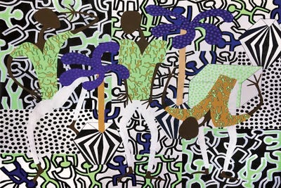 Harring Inspired Dance Party VI by Frantisek Florian framed canvas print