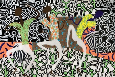 Harring Inspired Dance Party VII by Frantisek Florian framed canvas print