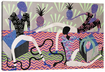 Purple Pineapple Party Canvas Art Print - Frantisek Florian