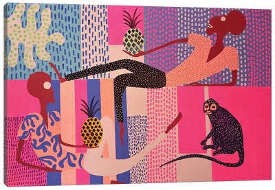 Pink Monkey Party Canvas Art Print - Frantisek Florian