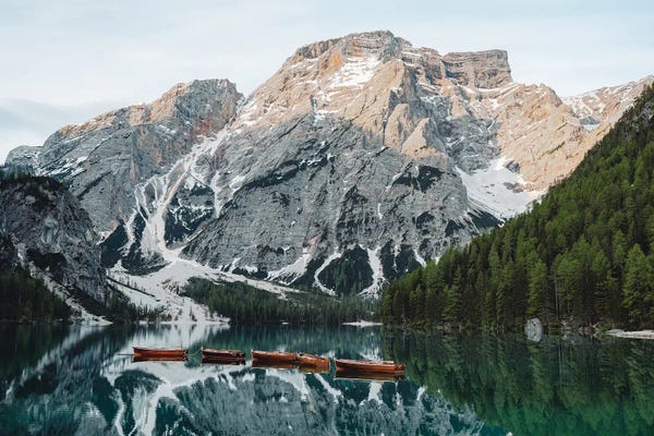 Fabian Fortmann: 5 Boats On The Lake Italy by Fabian Fortmann