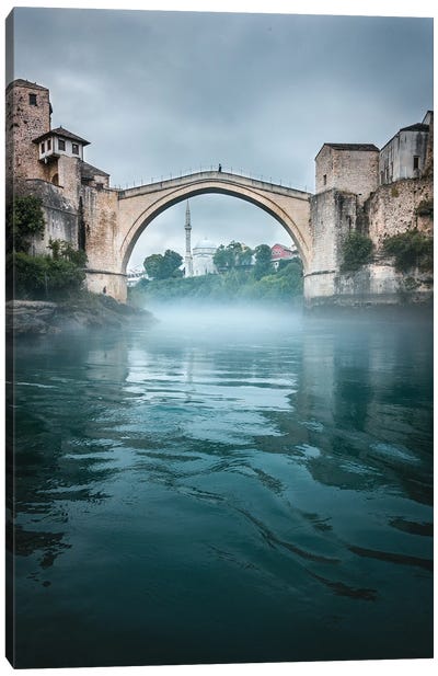 Misty Mostar Canvas Art Print - Atmospheric Photography