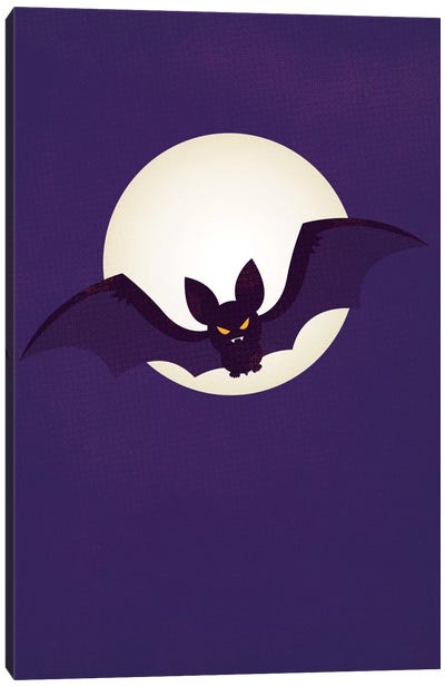 Flying Stealthily Through The Night Canvas Art Print - Bat Art