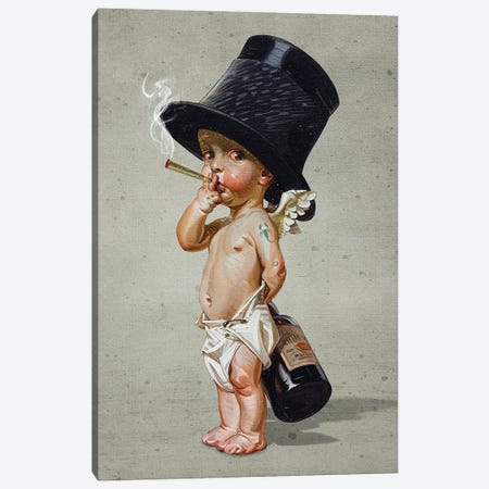Little Smoker Canvas Print #FGM19} by Figaro Many Canvas Art