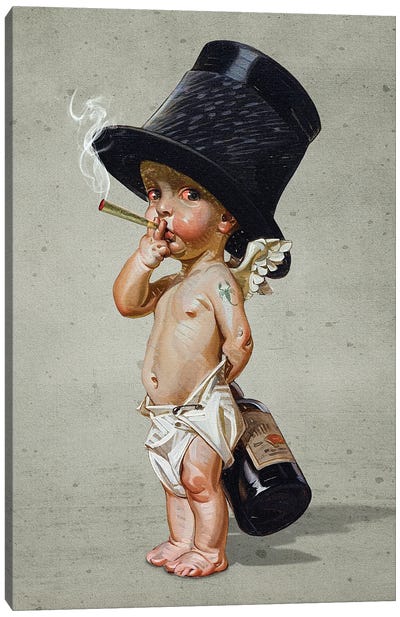 Little Smoker Canvas Art Print - Figaro Many