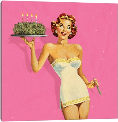 Birthday Party Canvas Art Print - Marijuana Art
