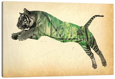 Tiger Double Exposure Canvas Art Print - FisherCraft
