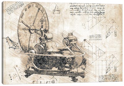 Time Machine Hg Wells Sepia Canvas Art Print - Blueprints & Patent Sketches