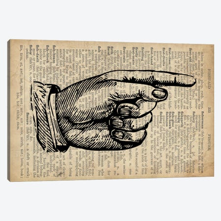 Victorian Pointing Finger Landscape Right Pointing Old Dictionary Canvas Print #FHC108} by FisherCraft Canvas Artwork