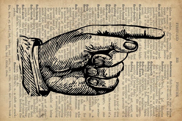 Novels & Scripts: Victorian Pointing Finger Landscape Right Pointing Old Dictionary by FisherCraft