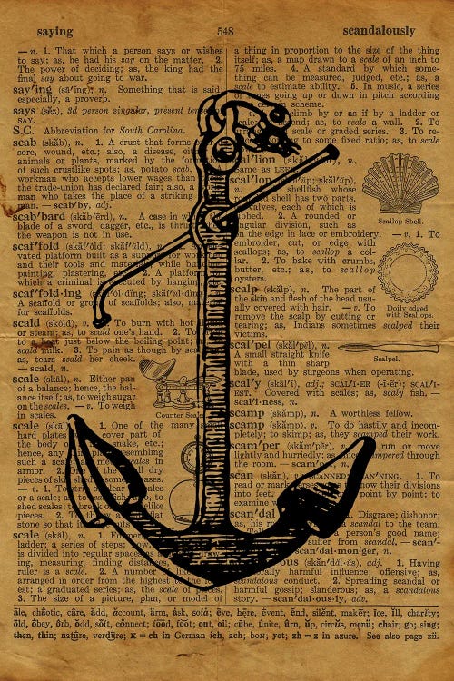 Anchor Etching On Old Paper