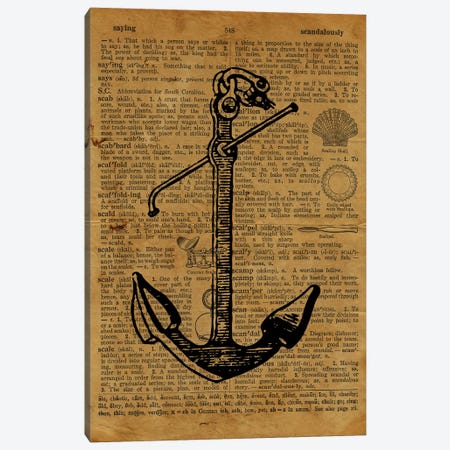 Anchor Etching On Old Paper Canvas Print #FHC121} by FisherCraft Canvas Artwork