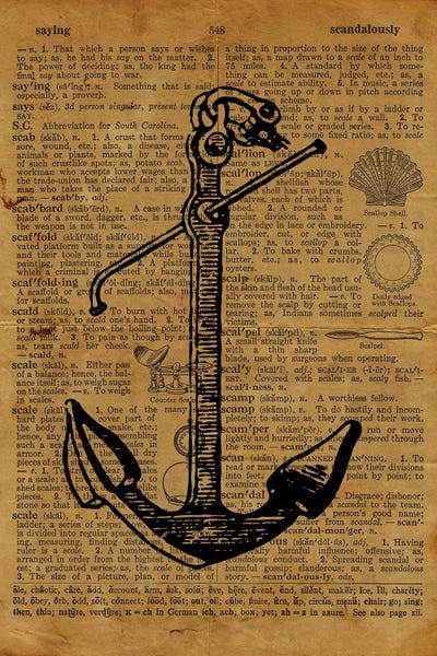 Anchors: Anchor Etching On Old Paper by FisherCraft