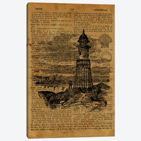 Lighthouse Etching On Old Paper Canvas Print #FHC123} by FisherCraft Canvas Art