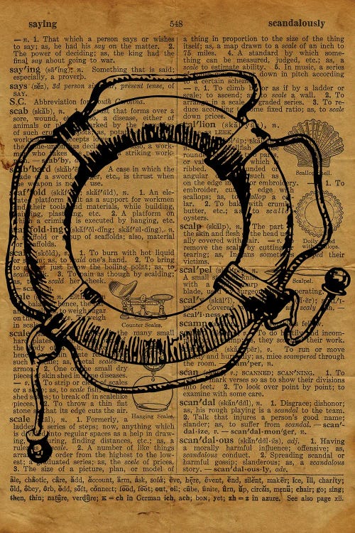 Life Ring Etching On Old Paper