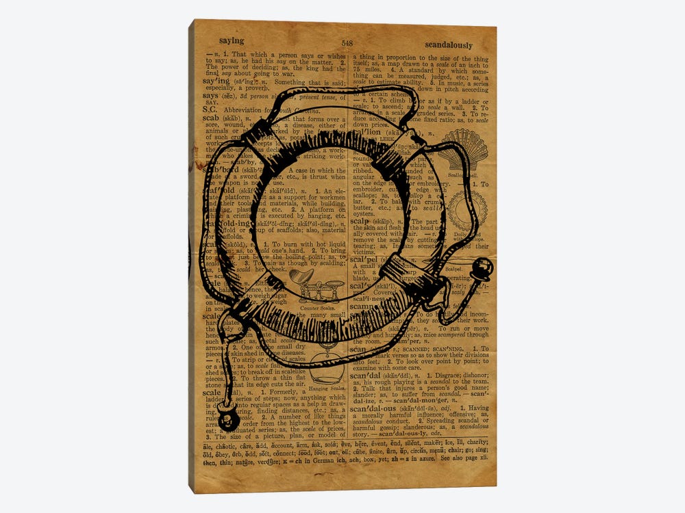 Life Ring Etching On Old Paper by FisherCraft 1-piece Art Print