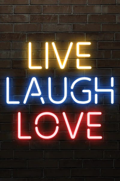 Live Laugh Love Yellow, Blue, Red by FisherCraft canvas print