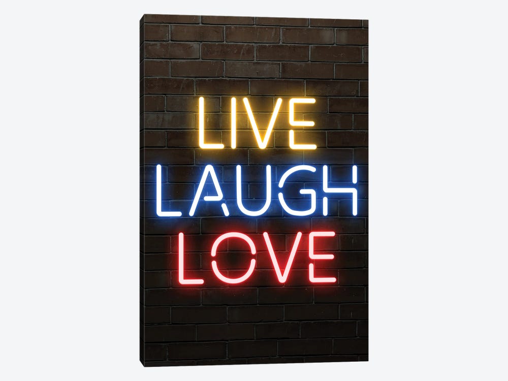 Live Laugh Love Yellow, Blue, Red by FisherCraft 1-piece Canvas Art