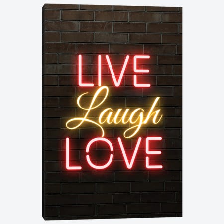 Live Laugh Love Red, Yellow, Red Canvas Print #FHC158} by FisherCraft Art Print