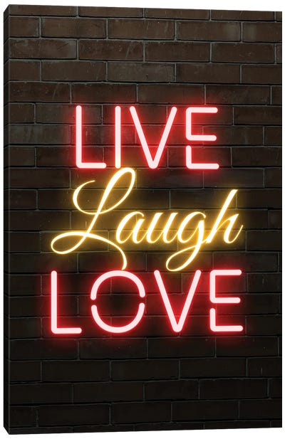 Live Laugh Love Red, Yellow, Red Canvas Art Print - FisherCraft