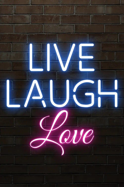 Live Laugh Love Blue, Blue, Pink by FisherCraft wall art