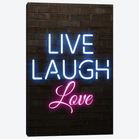 Live Laugh Love Blue, Blue, Pink Canvas Print #FHC160} by FisherCraft Canvas Art