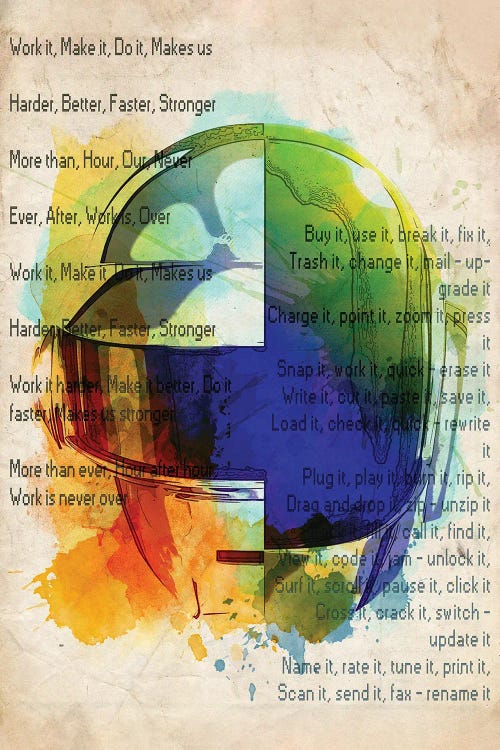 Daft Punk Harder Better Faster Lyrics by FisherCraft wall art