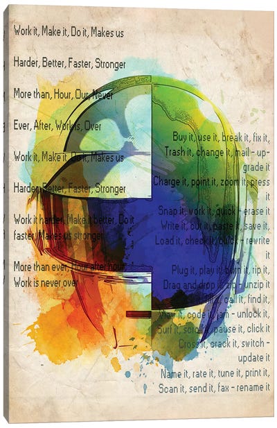 Daft Punk Harder Better Faster Lyrics Canvas Art Print - FisherCraft