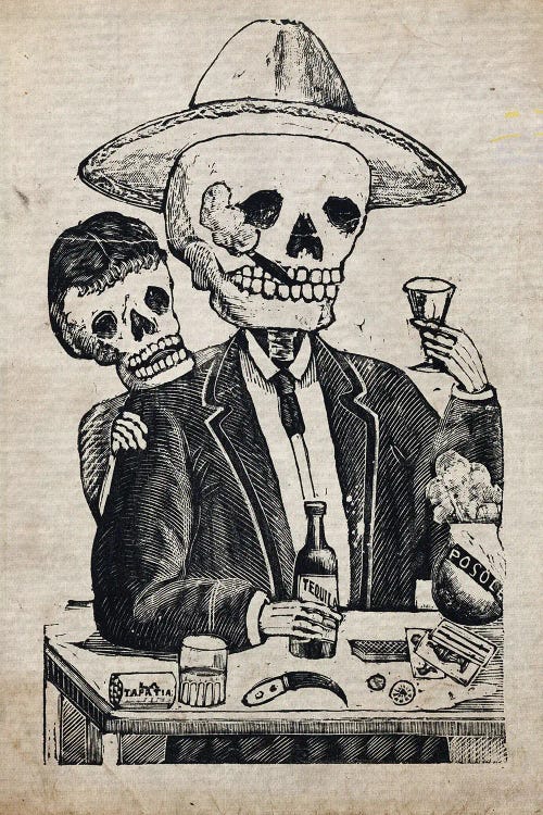 Jose Guadalupe Alcoholic Calavera by FisherCraft wall art