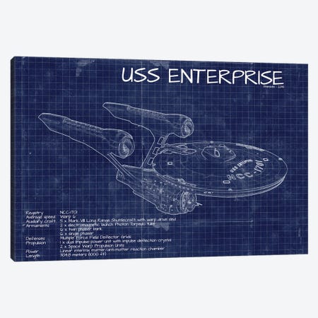 Star Trek USS Enterprise NCC-1701 Blueprint Canvas Print #FHC191} by FisherCraft Canvas Print