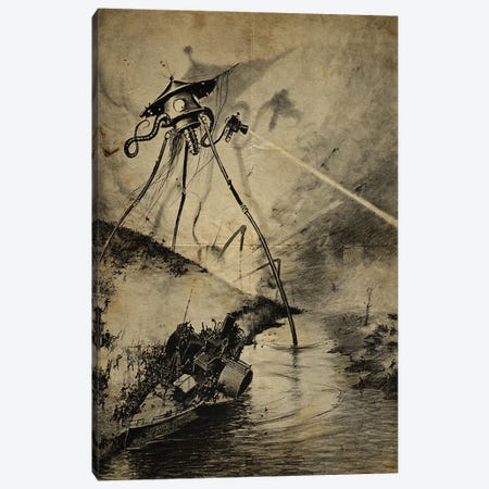War Of The Worlds River Attack Canvas Print #FHC205} by FisherCraft Canvas Artwork