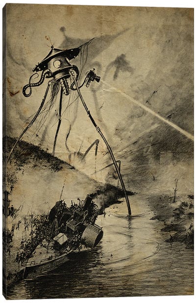 War Of The Worlds River Attack Canvas Art Print - FisherCraft