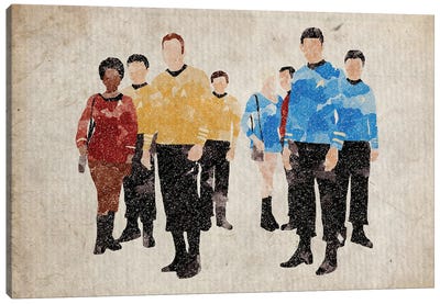 Star Trek Original Series Cast Canvas Art Print - Teal Art