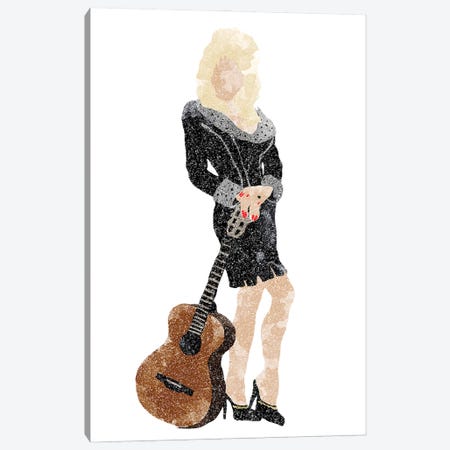 Dolly Parton White Background Canvas Print #FHC22} by FisherCraft Canvas Print