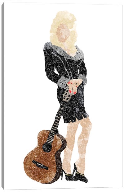 Dolly Parton White Background Canvas Art Print - Country Music Art