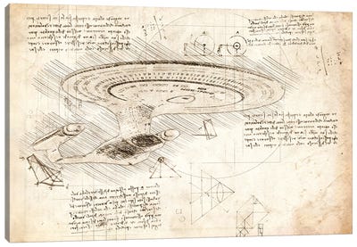 Star Trek The Next Generation Sepia Canvas Art Print - Blueprints & Patent Sketches