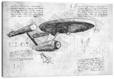 Star Trek The Original Series B&W Canvas Art Print - Blueprints & Patent Sketches