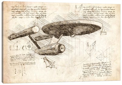 Star Trek The Original Series Sepia Canvas Art Print - Blueprints & Patent Sketches
