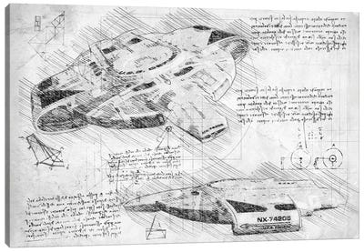 Star Trek USS Defiant B&W Canvas Art Print - Blueprints & Patent Sketches