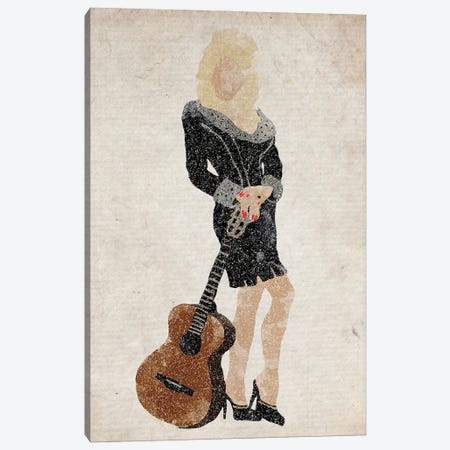 Dolly Parton Old Paper Background Canvas Print #FHC23} by FisherCraft Art Print