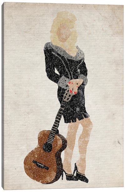 Dolly Parton Old Paper Background Canvas Art Print - Country Music Art