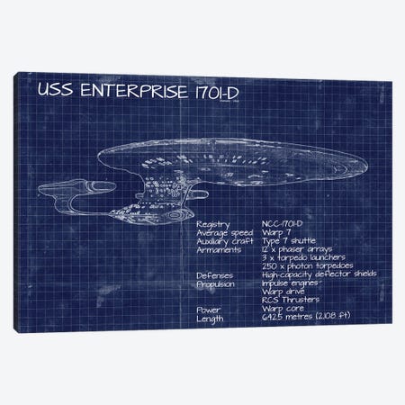 USS Enterprise NCC 1701-D Canvas Print #FHC242} by FisherCraft Canvas Art Print